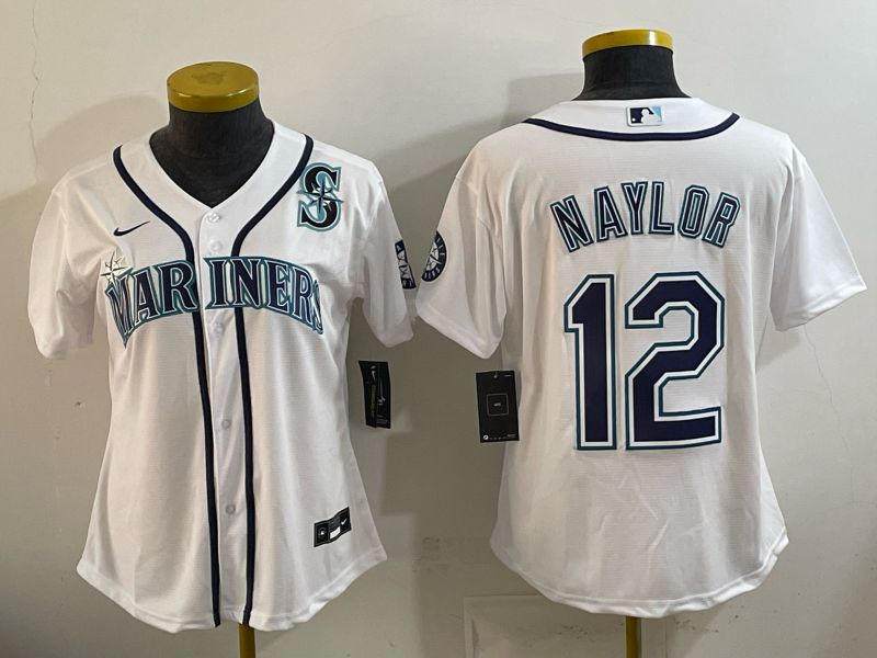 Women Seattle Mariners #12 Naylor White Game 2026 Nike MLB Jersey style 09